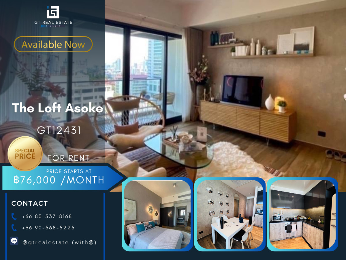 ให้เช่าคอนโดสุขุมวิท อโศก ทองหล่อ : คอนโด The Loft Asoke ห้องสวย เฟอร์นิเจอร์ครบ พร้อมเช่าอยู่