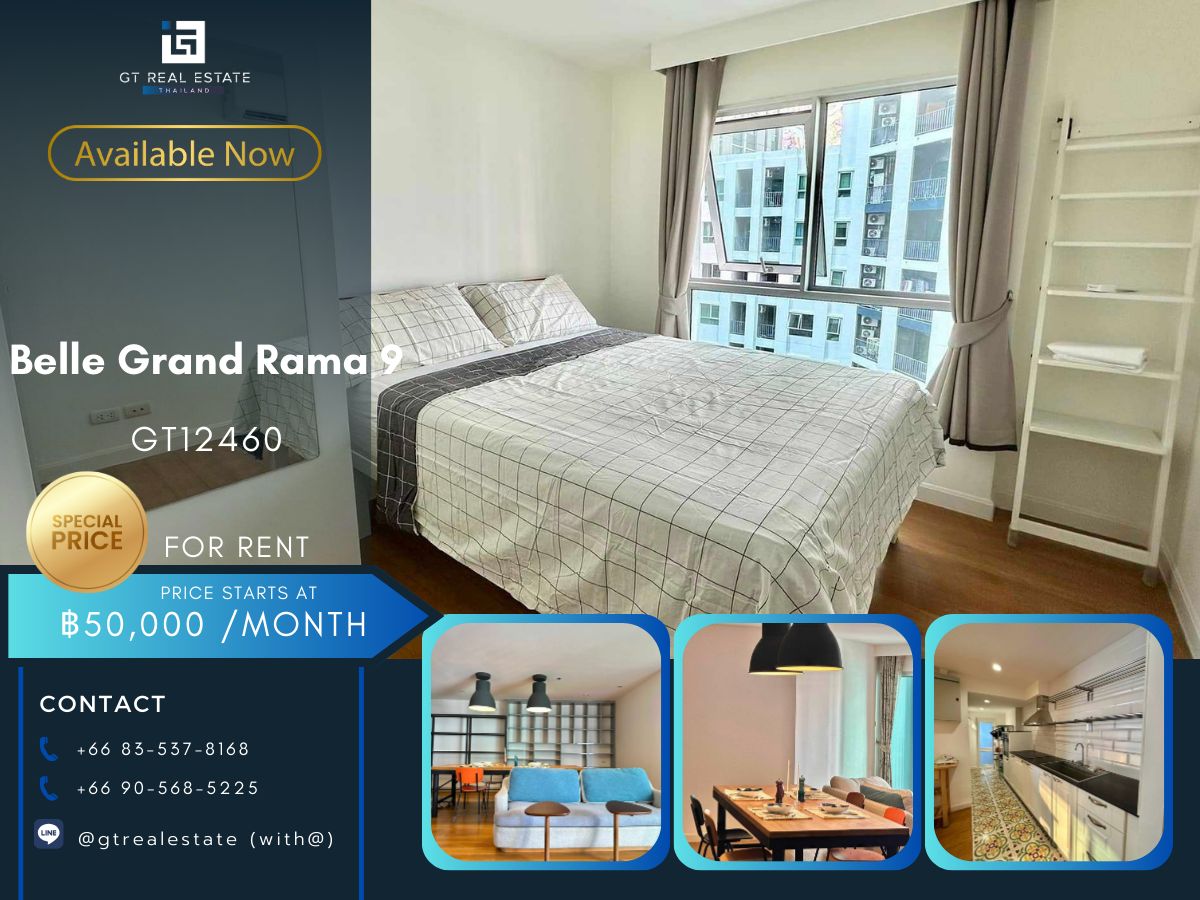 For RentCondoRama9, Petchburi, RCA : Belle Grand Rama Condo 9, beautiful room, complete furniture Ready to rent