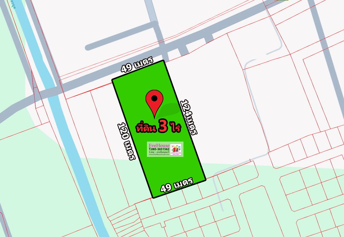 For SaleLandNonthaburi, Bang Yai, Bangbuathong : 3 rai of land near Wat Pa Manee Kan, Mai Mai Road, Nakhon In - Salaya, Bang Muang Subdistrict, Bang Yai District, Nonthaburi Province