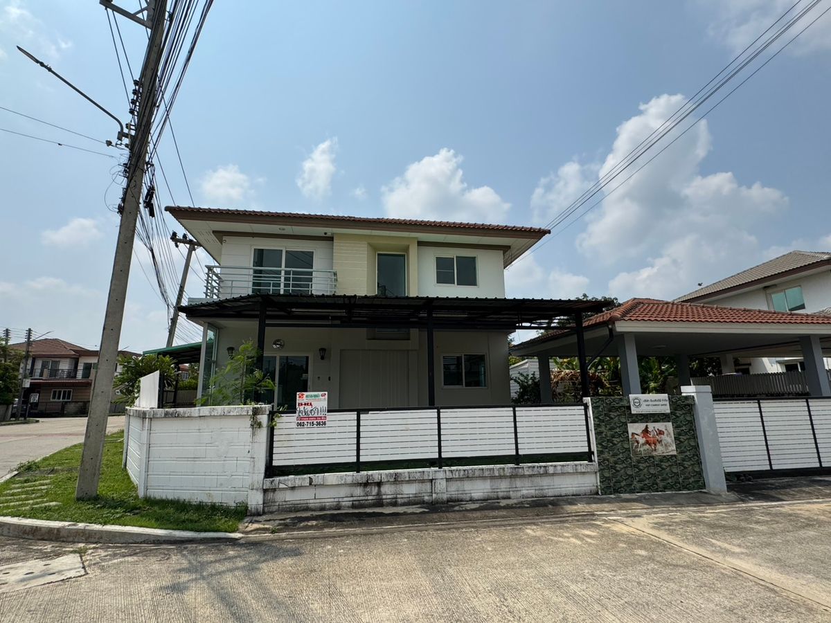For RentHouseNawamin, Ramindra : Rent a detached house behind the corner of the area of ​​76 sq.w., Kasai Village, Hathairat. The house has 4 bedrooms, 3 bathrooms, 3 air conditioners.