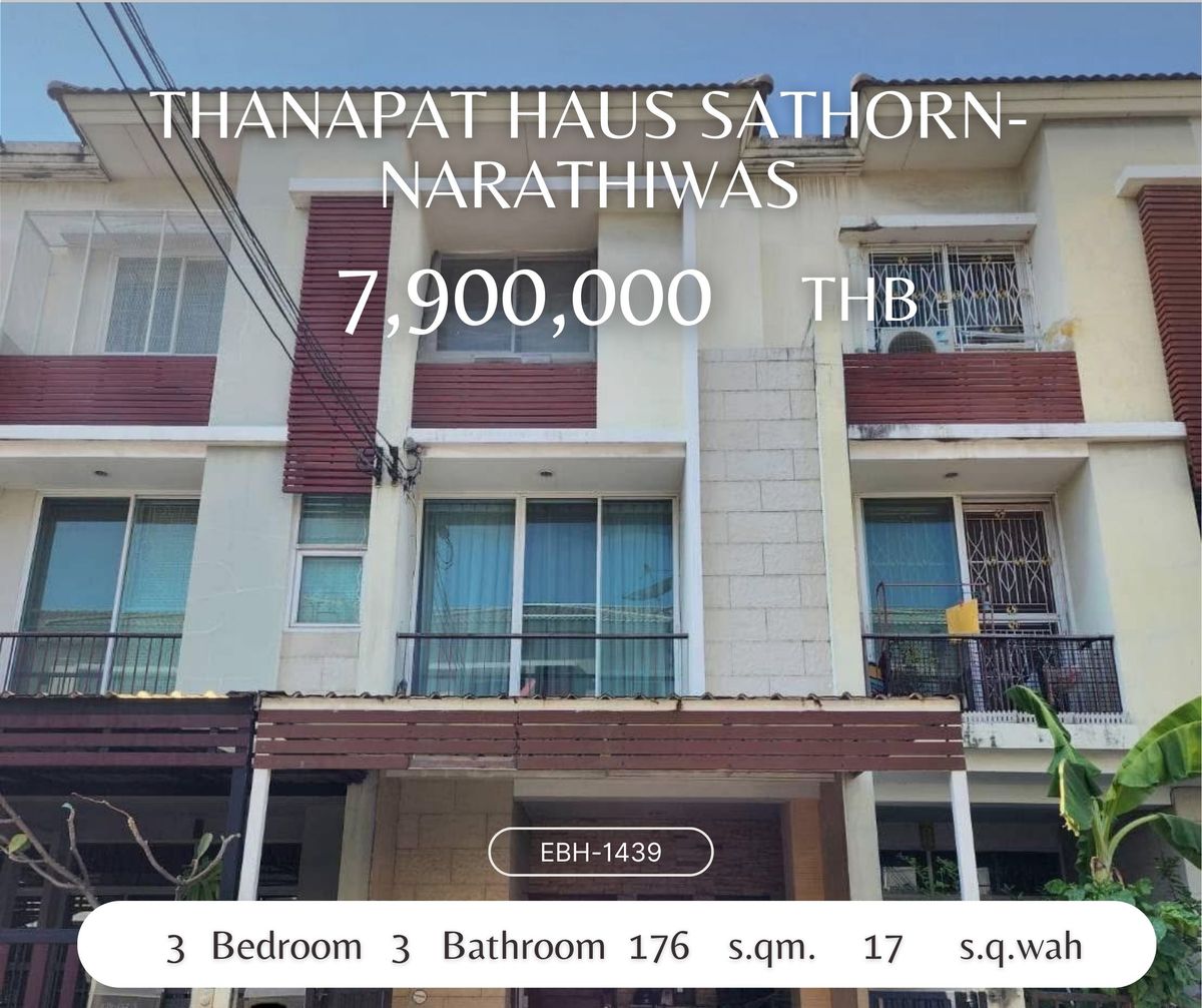 TownhomeSathorn, Narathiwat : 🚨 Sell/Rent now! 3-story townhouse, Thanapat House, Sathorn-Narathiwat 🚨
