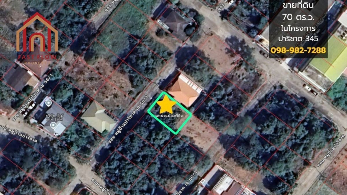 For SaleLandPathum Thani,Rangsit, Thammasat : Land for sale 70 square wah 345 Road, Nonthaburi Bridge-Bang Bua Thong in the Parichart 345 project. Good atmosphere.
