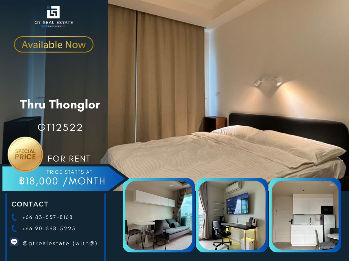 For RentCondoRama9, Petchburi, RCA : Condo Thru Thonglor, beautiful room, complete furniture Ready to rent