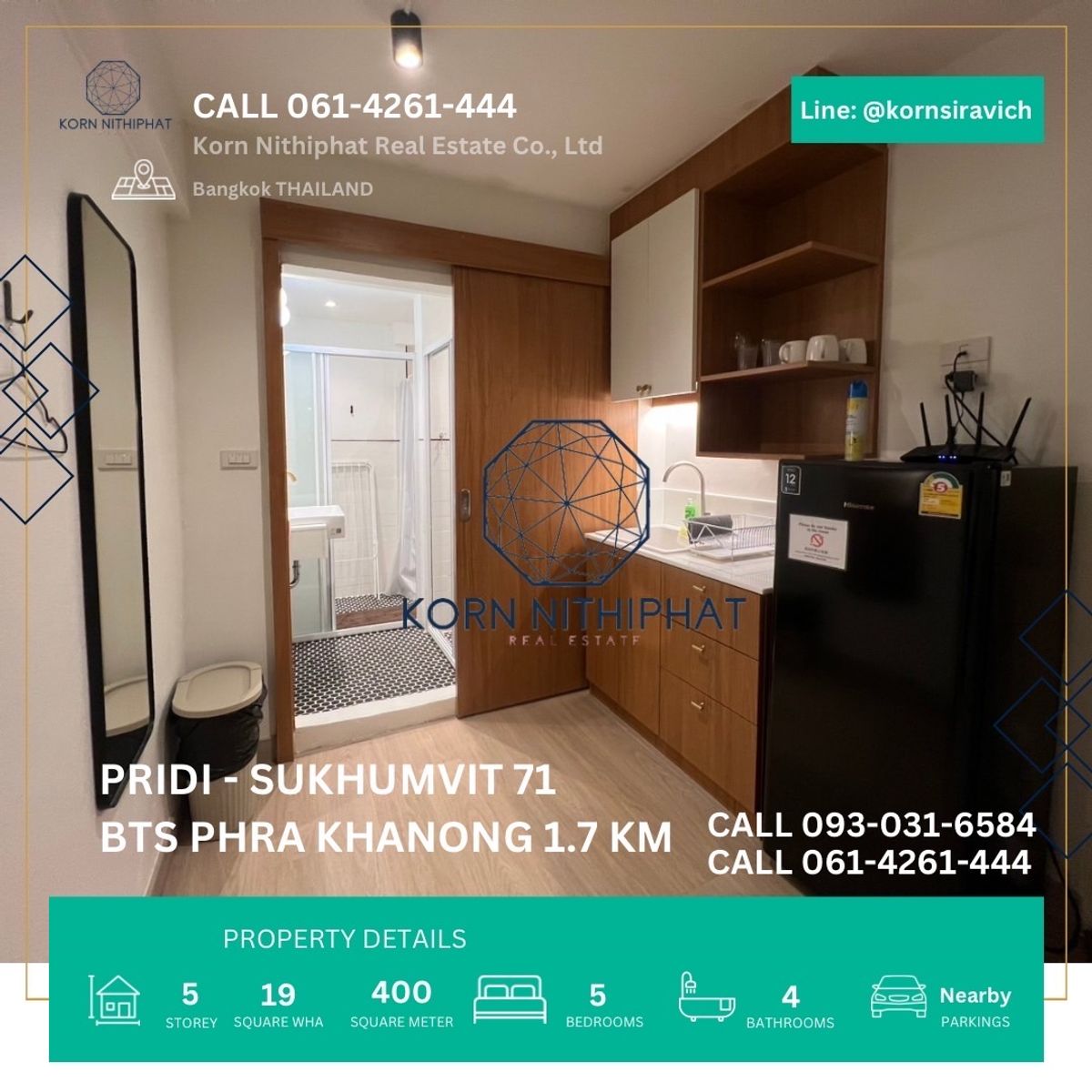 For RentShop HouseOnnut, Udomsuk : Renting a hostel style building, Soi Sukhumvit 71, Phra Khanong at the entrance of Soi Pridi Phanomyong (Twin Number), BTS 1.7 kilometers, location next 7-11, morning -evening markets and public vehicles.
