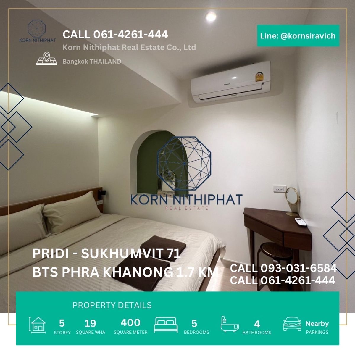 For RentShop HouseOnnut, Udomsuk : Renting a hostel style building, Soi Sukhumvit 71, Phra Khanong at the entrance of Soi Pridi Phanomyong (Twin Number), BTS 1.7 kilometers, location next 7-11, morning -evening markets and public vehicles.