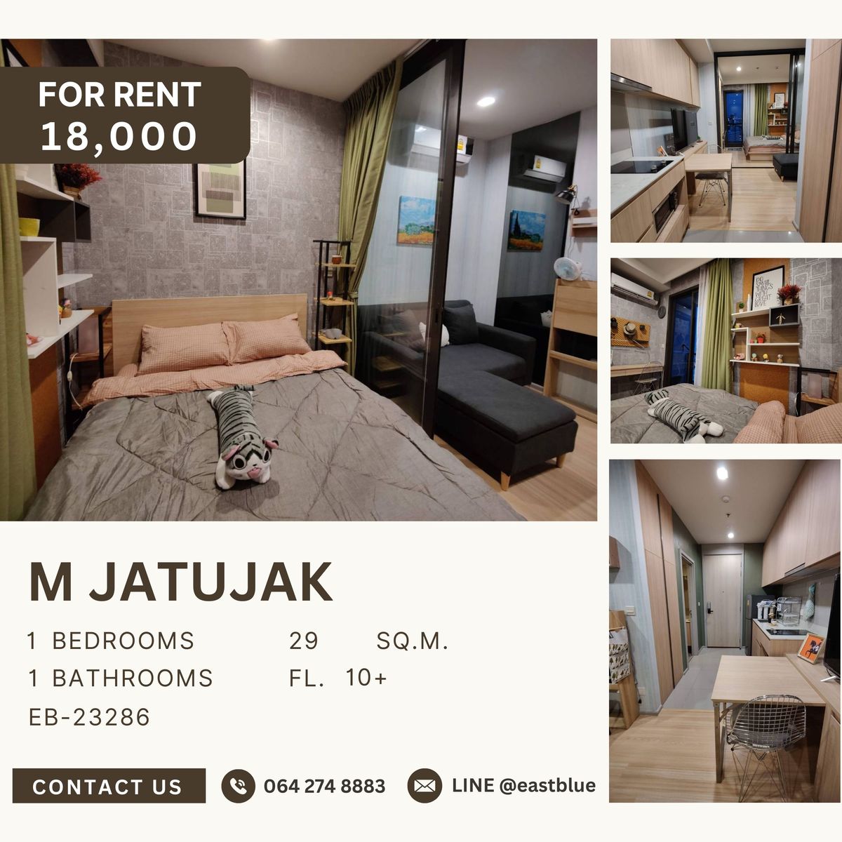 For RentCondoSapankwai,Jatujak : 🌿✨ M Jatujak | RENTAL 18,000 Baht | Pet Friendly ✨🌿 🐶 🐈