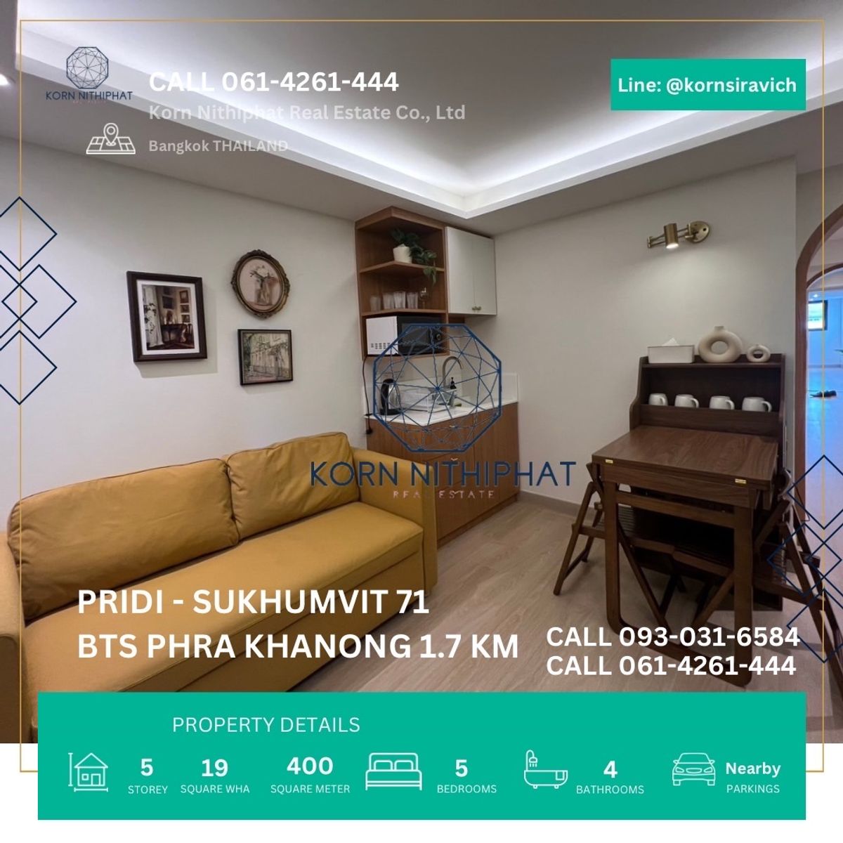 For RentShop HouseOnnut, Udomsuk : Renting a hostel style building, Soi Sukhumvit 71, Phra Khanong at the entrance of Soi Pridi Phanomyong (Twin Number), BTS 1.7 kilometers, location next 7-11, morning -evening markets and public vehicles.