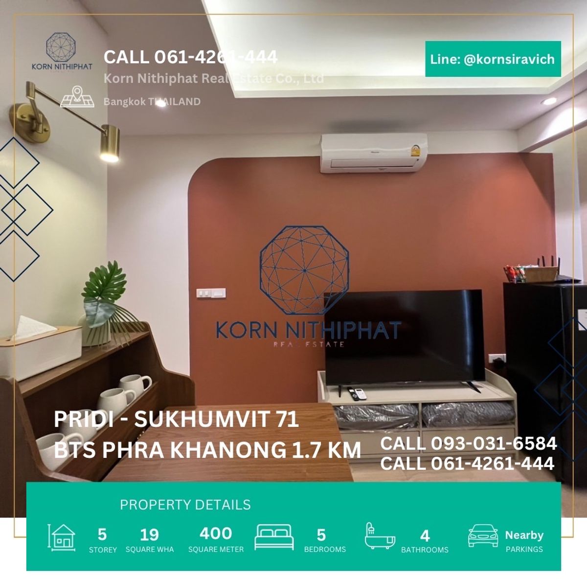 For RentShop HouseOnnut, Udomsuk : Renting a hostel style building, Soi Sukhumvit 71, Phra Khanong at the entrance of Soi Pridi Phanomyong (Twin Number), BTS 1.7 kilometers, location next 7-11, morning -evening markets and public vehicles.