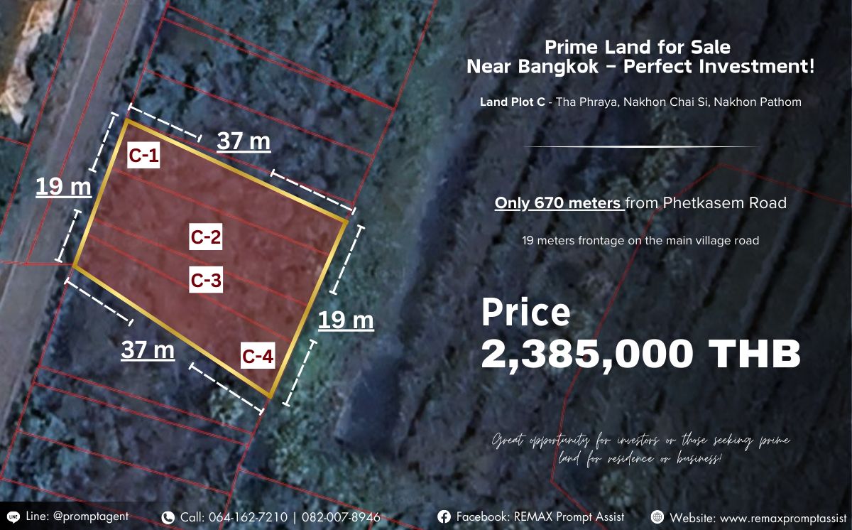For SaleLandNakhon Pathom : 🌟 For Sale: Prime Land in Thai Phra Ya, Nakhon Chai Si, Nakhon Pathom 🌿