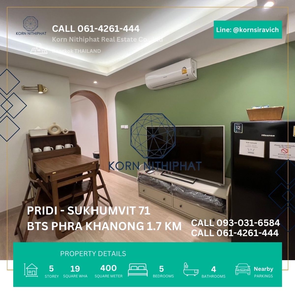 For RentShop HouseOnnut, Udomsuk : Renting a hostel style building, Soi Sukhumvit 71, Phra Khanong at the entrance of Soi Pridi Phanomyong (Twin Number), BTS 1.7 kilometers, location next 7-11, morning -evening markets and public vehicles.