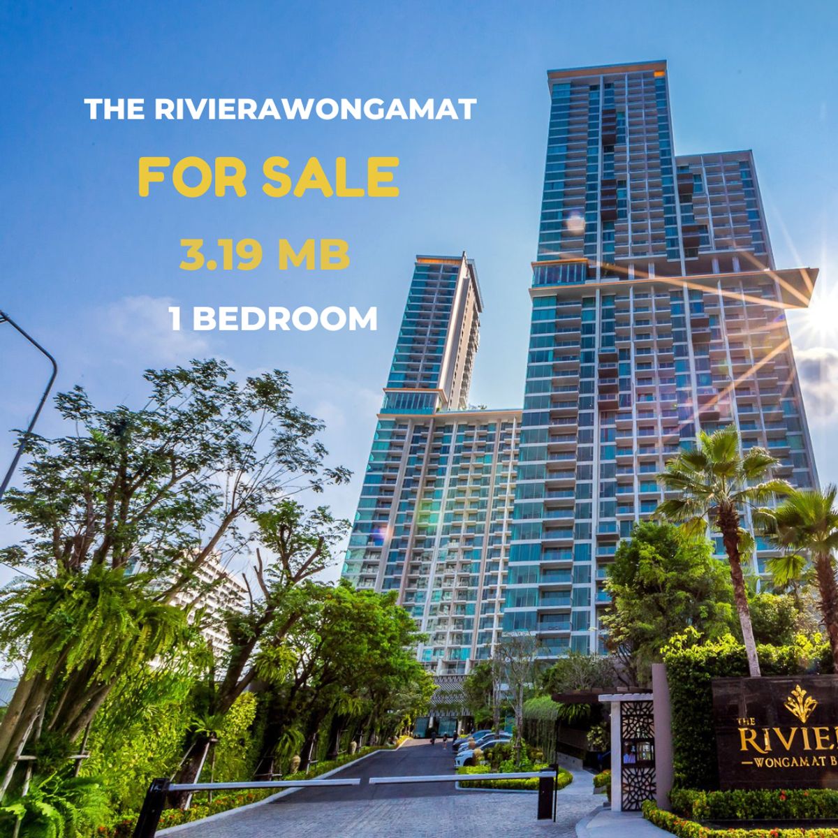 ขายคอนโดพัทยา บางแสน ชลบุรี สัตหีบ : 📢 ขายคอนโดวิวสวนและสระ Riviera Wongamat – 3.19 ล้านบาท | ชื่อไทย | 35 ตร.ม | ชั้น 7 📢