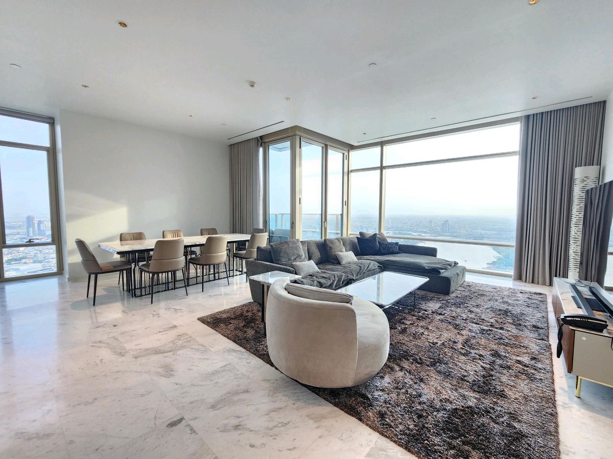 For RentCondoSathorn, Narathiwat : Four Seasons Private Residences-Stunning 3-Bed High-Floor with River Views and Luxurious Imported Furnishings