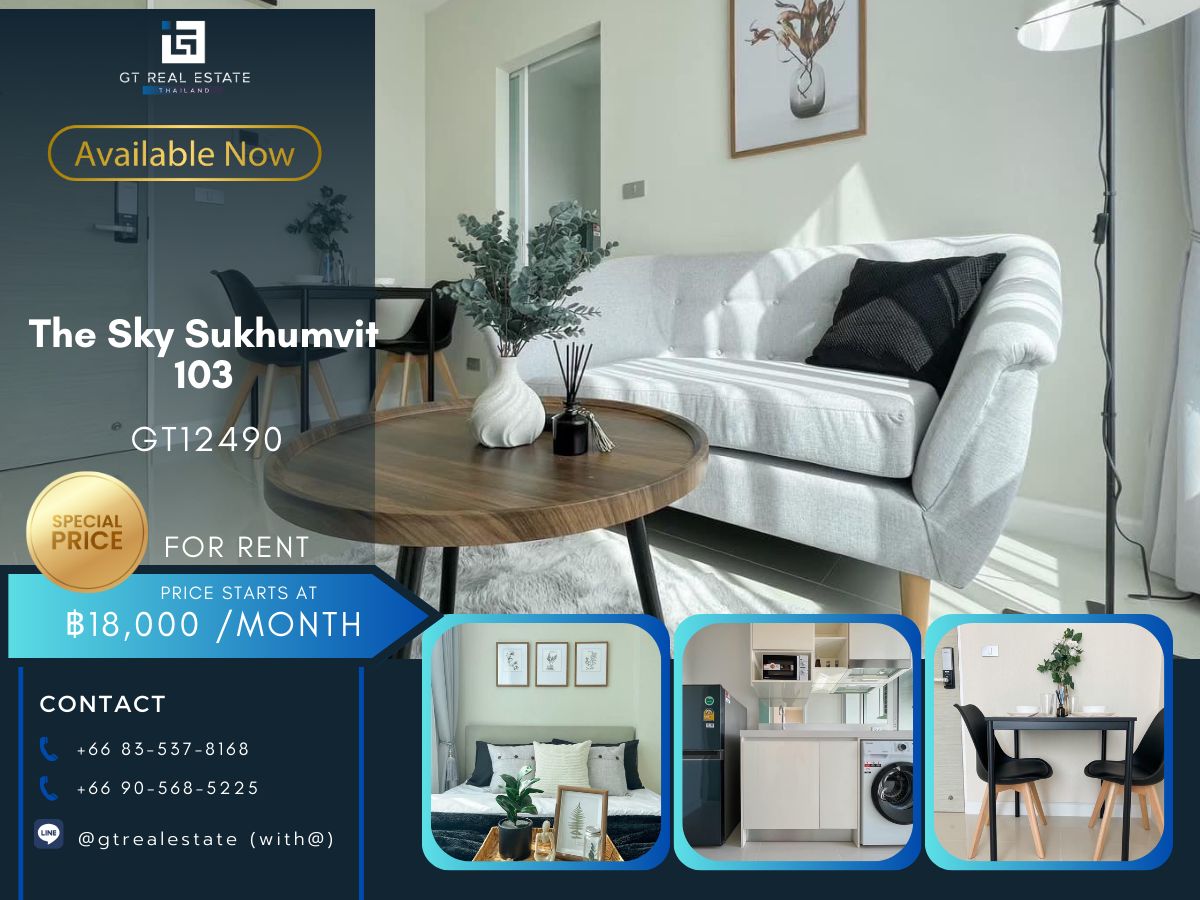 For RentCondoOnnut, Udomsuk : The Sky Sukhumvit 103 condo, beautiful furniture Ready to rent