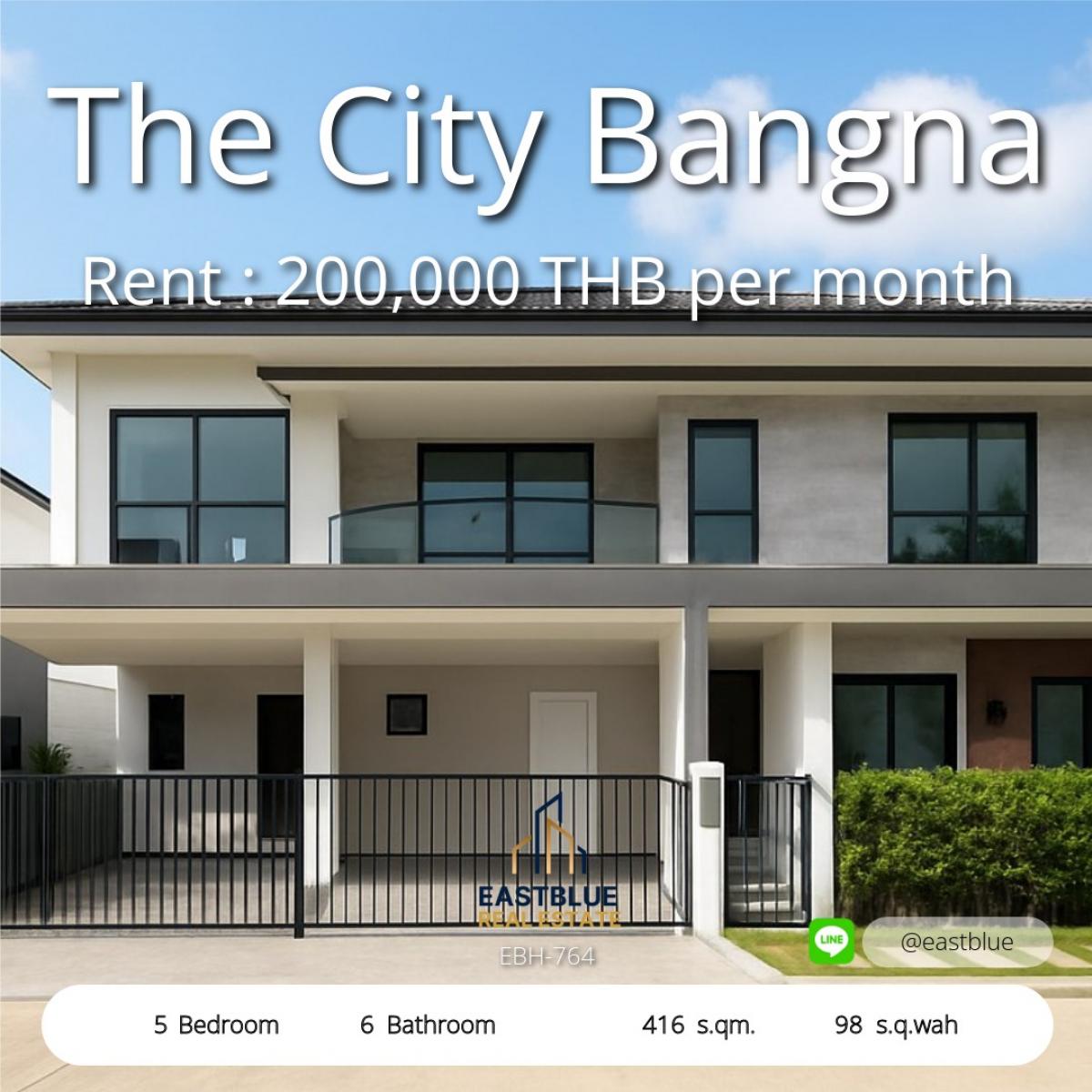 For RentHouseBangna, Bearing, Lasalle : Selling/renting a luxury single house, The City, Bang Na, the largest project, only 1 kilometer near Mega Bangna project