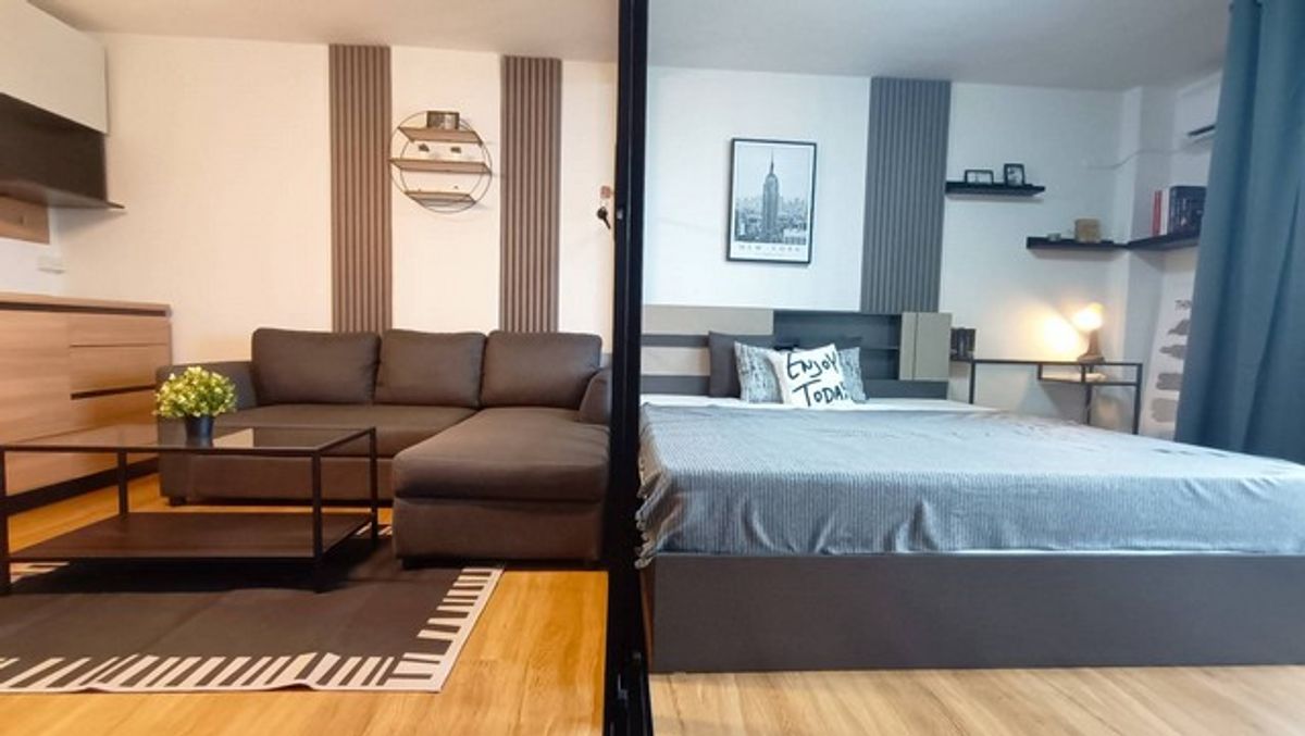 For SaleCondoLadprao101, Happy Land, The Mall Bang Kapi : Condo for sale City Villa Lat Phrao 130 33 sq.m. Renovated new E2 Building, 5th floor, near MRT Lat Phrao 101 Newly decorated with The balcony is not hot above the room.