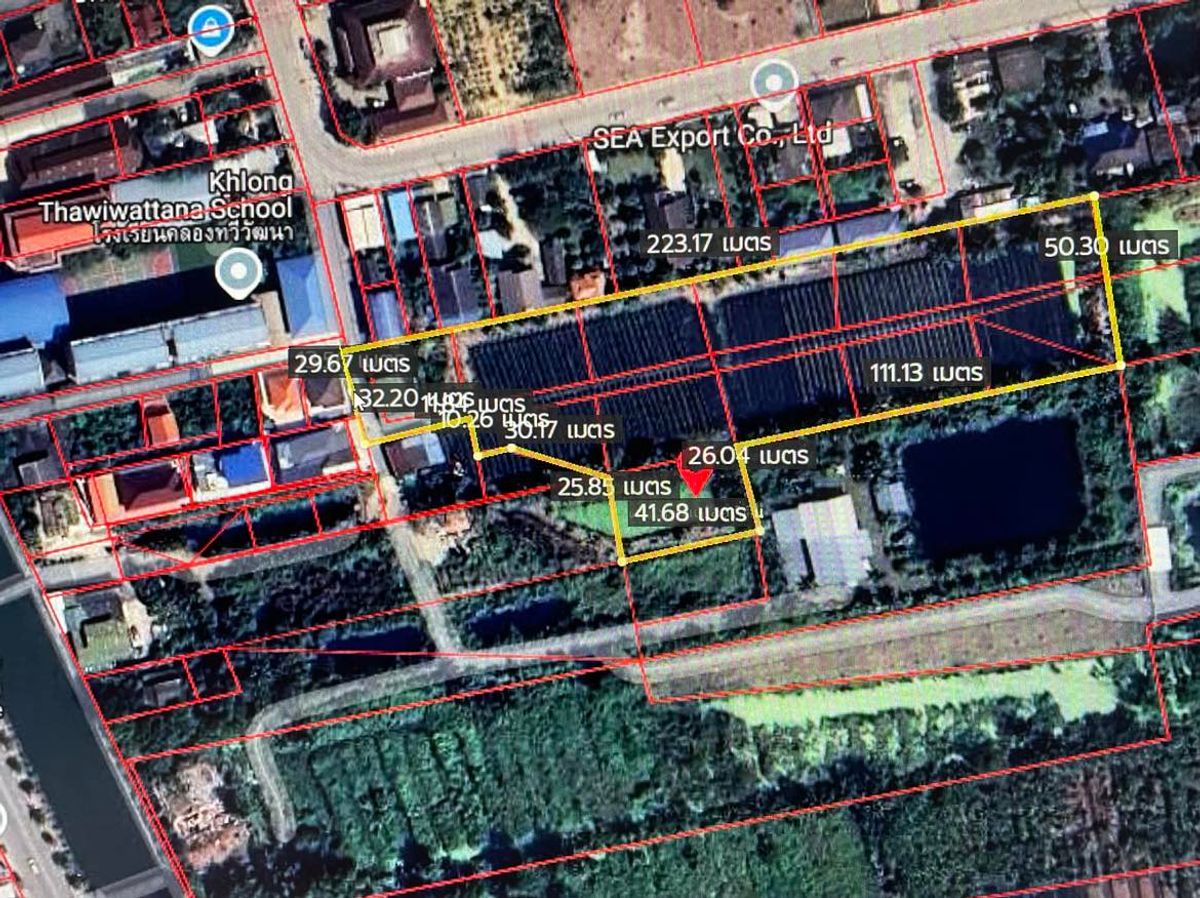 For SaleLandPhutthamonthon, Salaya : Land for sale 7 rai 1 ngan 6 square wah, Soi Thawi Watthana-Kanchanaphisek 35  Near Khlong Thawi Watthana School, Thawi Watthana Subdistrict, Thawi Watthana District, Bangkok 10170