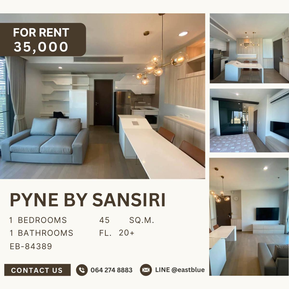 ให้เช่าคอนโดราชเทวี พญาไท : Pyne By Sansiri, 1 bed, 35000 per month