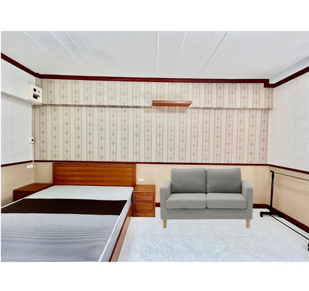For RentCondoLadprao101, Happy Land, The Mall Bang Kapi : Grand Palace (Soi Lat Phrao 122) 1 bathroom, 30 sqm. Rent price 8000 baht per month 
 
