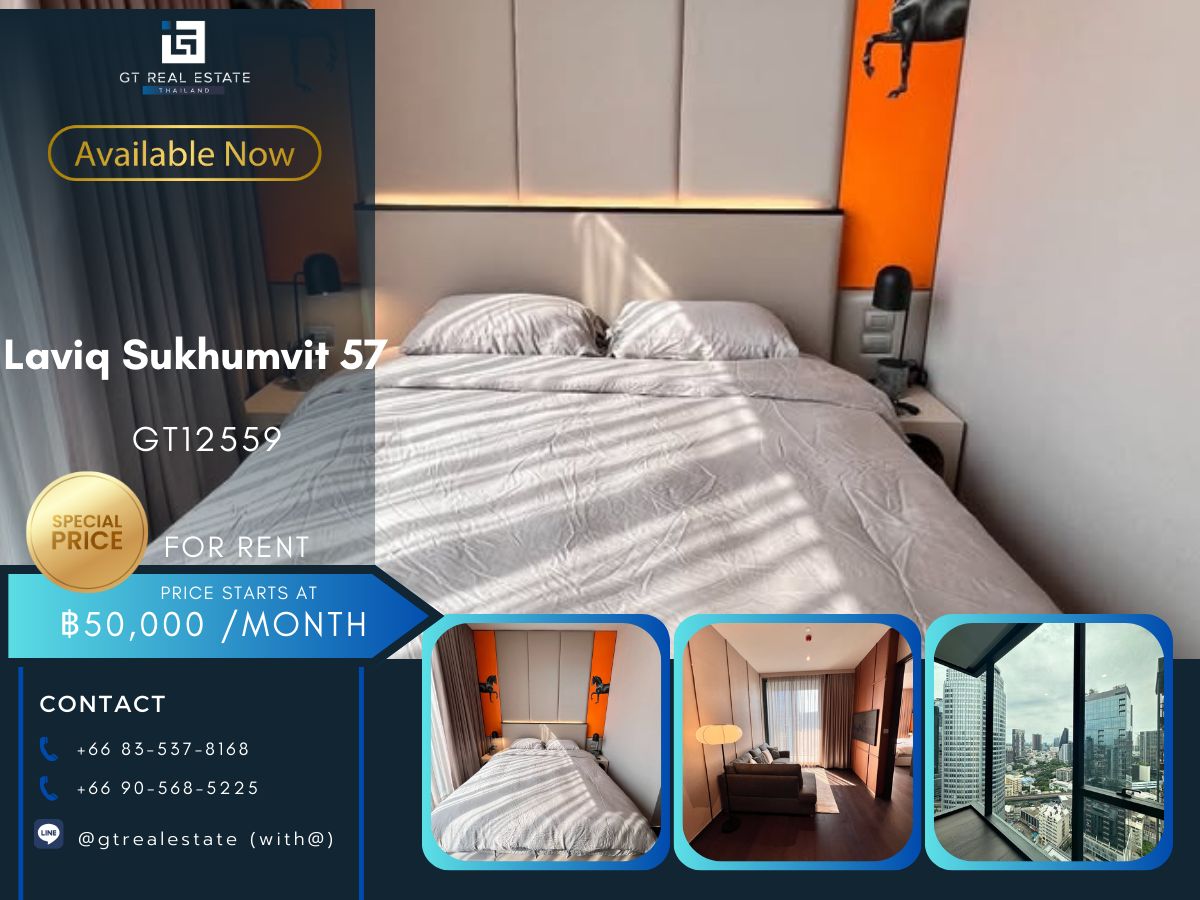 ให้เช่าคอนโดสุขุมวิท อโศก ทองหล่อ : คอนโด Laviq  Sukhumvit 57 ห้องสวย เฟอร์นิเจอร์ครบ พร้อมเช่าอยู่