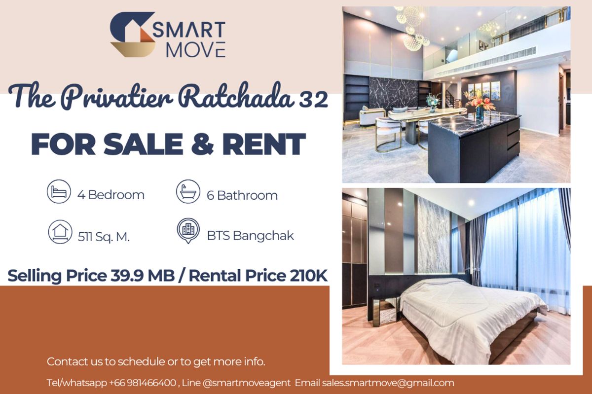 บ้านรัชดา ห้วยขวาง : 🔥สำหรับขาย - เช่า🔥 บ้านเดี่ยว !! Code C20240201408.......The Privatier Ratchada 32, 4 ห้องนอน, 6 ห้องน้ำ, 3 ชั้น, แต่งครบ, หรูหรา, พร้อมเข้าอยู่, ราคาพิเศษ!!📣📣