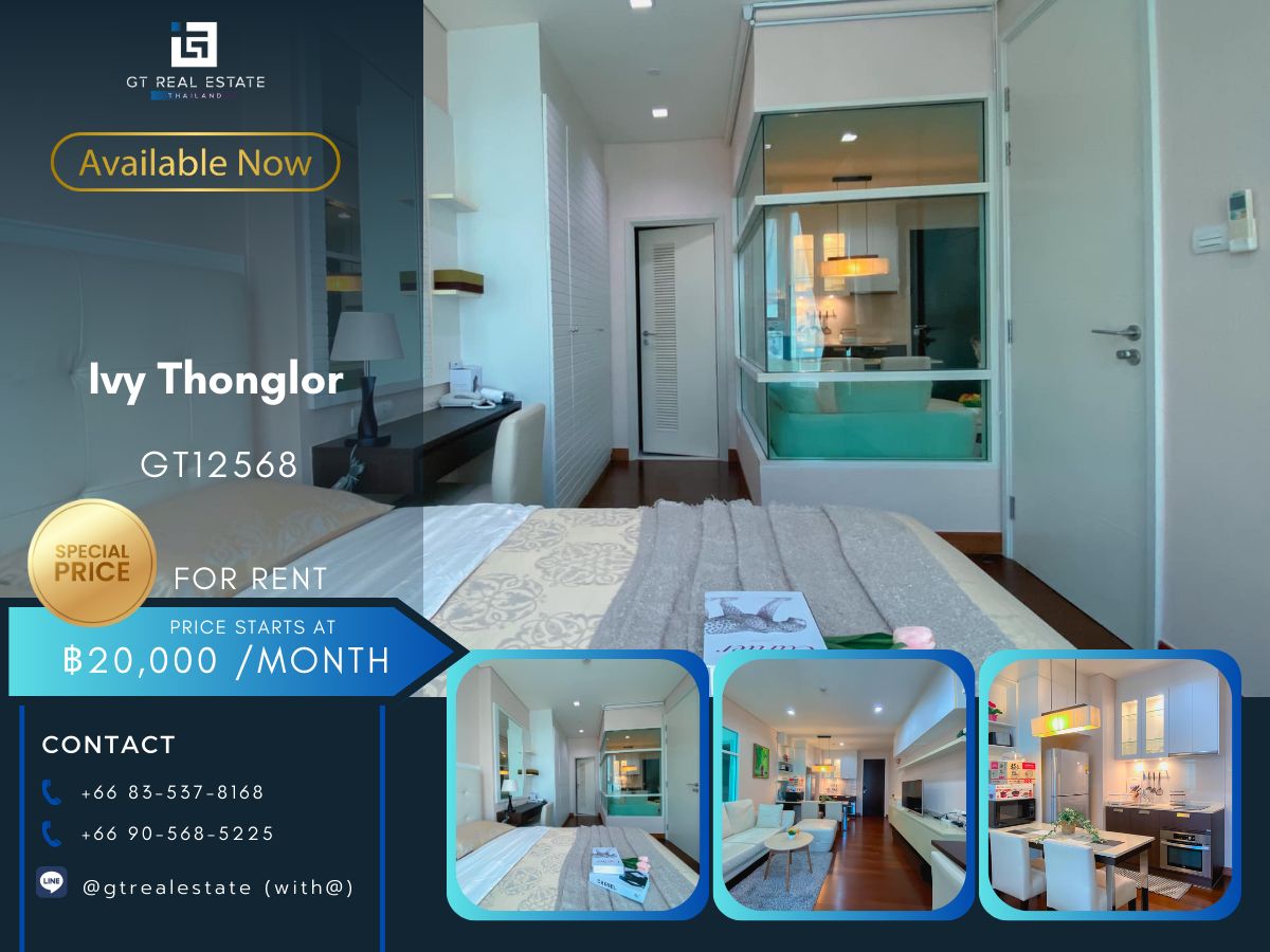 For RentCondoSukhumvit, Asoke, Thonglor : Ivy Thonglor Condo, beautiful room, complete furniture Ready to rent
