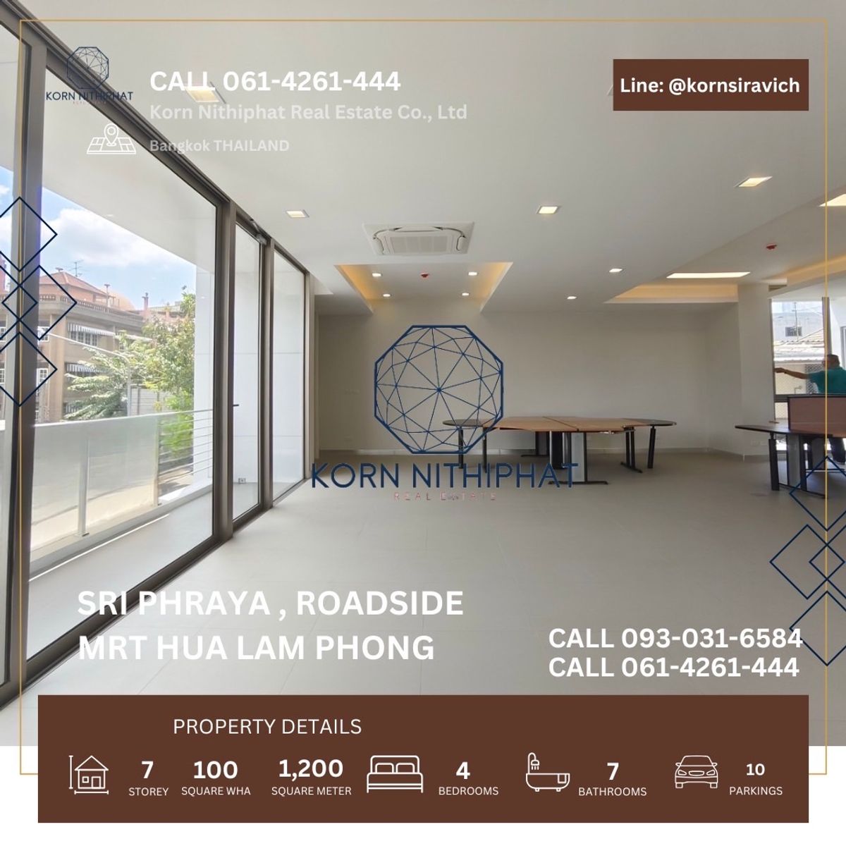 ให้เช่าร้านค้า/ตลาดนัดสีลม ศาลาแดง บางรัก : ปล่อยเช่า อาคาร 7 ชั้น มีลิฟต์ สำหรับ ทำธุรกิจ ติดถนนสี่พระยา ทำเลดี ที่จอดรถ 10 ใกล้ รถไฟฟ้า MRT หัวลำโพง เหมาะ โรงพยาบาลศัลยกรรมขนาดเล็ก ศัลยกรรมความงาม ศัลยกรรมตกแต่ง