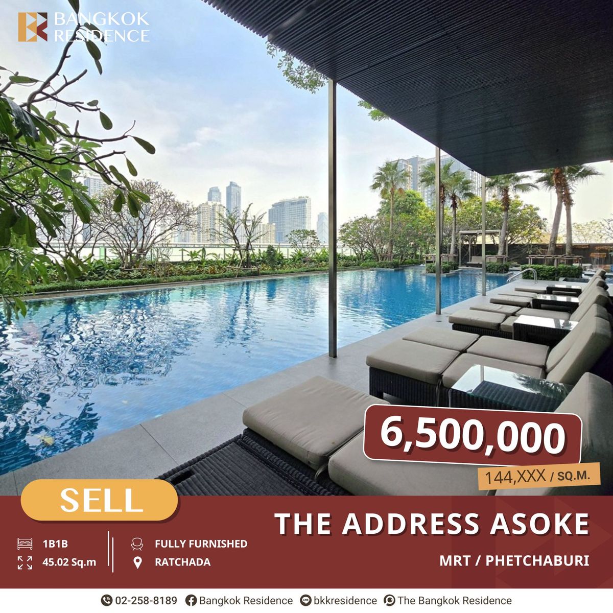 For SaleCondoRama9, Petchburi, RCA : The Address Asoke, City View from 30th Floor+ for Sale Near MRT Phetchaburi