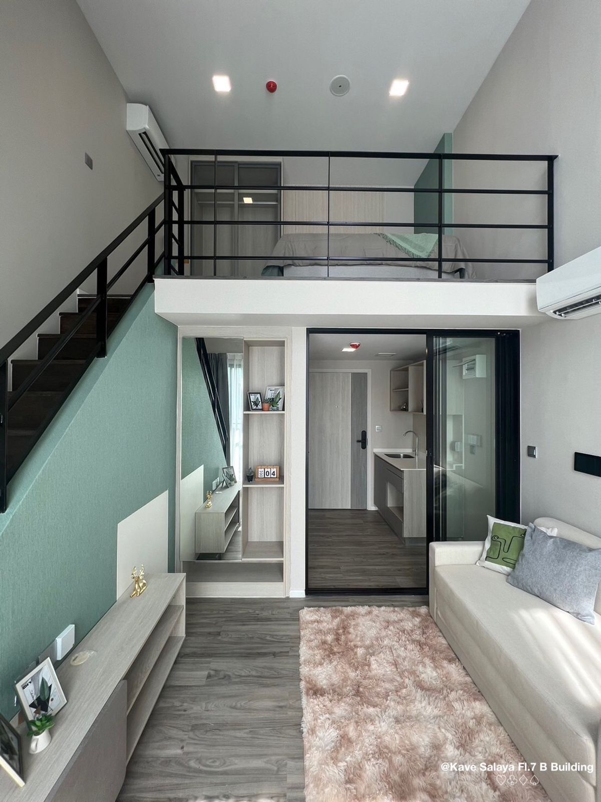 ให้เช่าคอนโดพุทธมณฑล ศาลายา : 🌟FOR RENT 🎉 Kave Salaya >> ห้อง Duplex ตึก B ชั้น 7 ขนาด 28 ตรม. ใกล้ ม.มหิดล เฟอร์นิเจอร์ครบ  #LV-MO1585