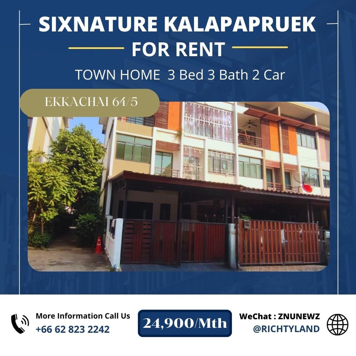For RentTownhomeThaphra, Talat Phlu, Wutthakat : 🏡 Rent! 3-storey townhouse near Sathorn 🏡 ✨ Corner house, convenient transportation, on Kanchanaphisek - Kanlapaphruek Road ✨