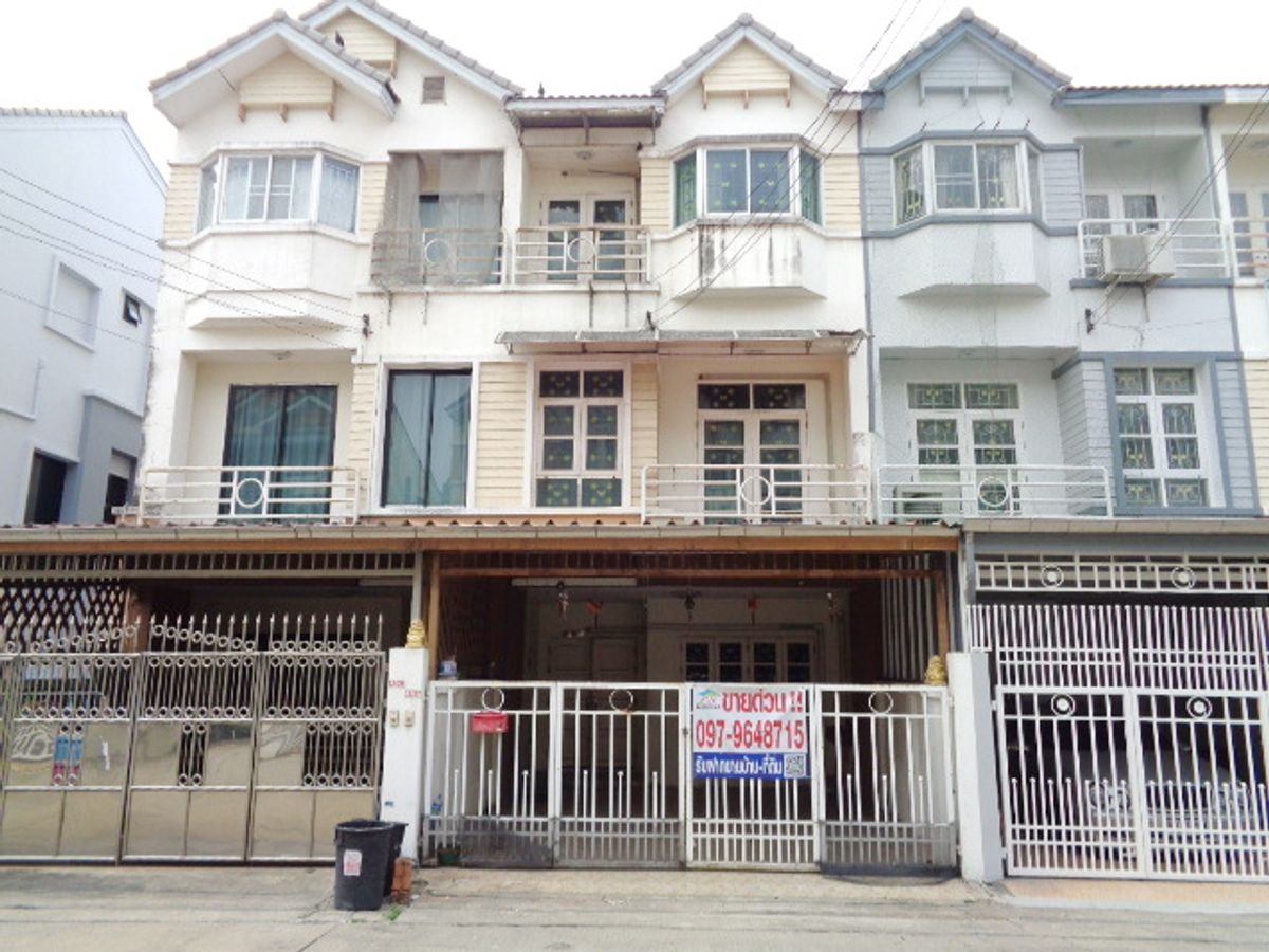 For SaleTownhomeNonthaburi, Bang Yai, Bangbuathong : 🚩 H1246 3 -story townhome for sale, 30 square meters, Vision Village 4, Soi Samakkhi 34, near Chaeng Watthana Government Center