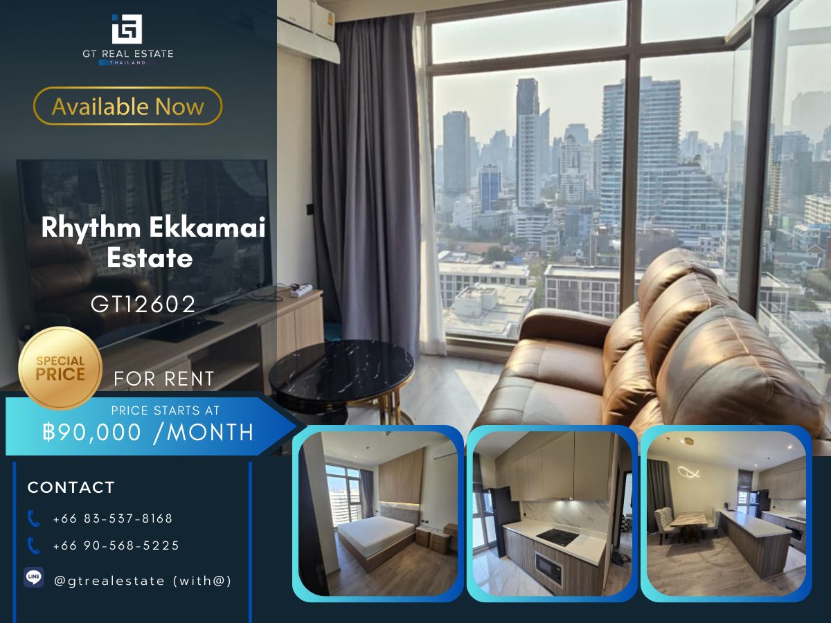 ให้เช่าคอนโดสุขุมวิท อโศก ทองหล่อ : คอนโด Rhythm Ekkamai Estate ห้องสวย เฟอร์นิเจอร์ครบ พร้อมเช่าอยู่