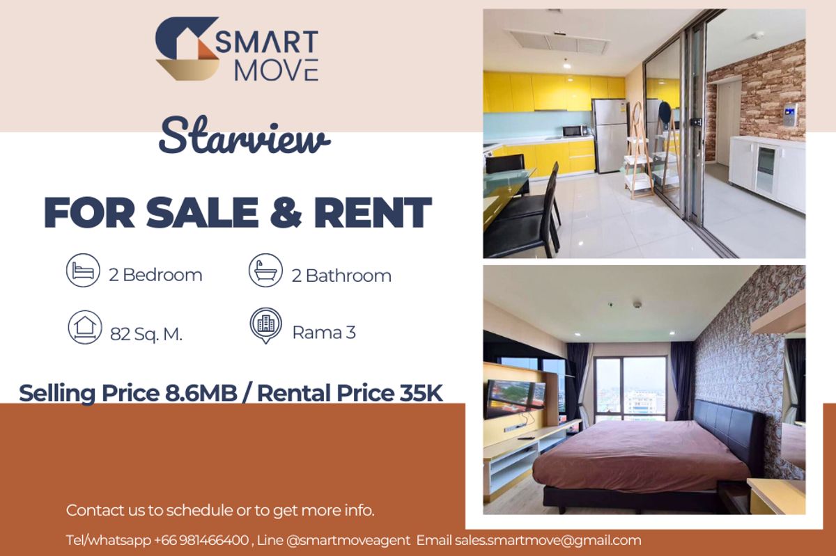 CondoRama3 (Riverside),Satupadit : 🔥For Sale - Rent !!🔥 Code C20250300044..........Starview, 2 bedroom, 2 bathroom, high floor 11++, furnished, ready to move in, Special Deal!!📣📣