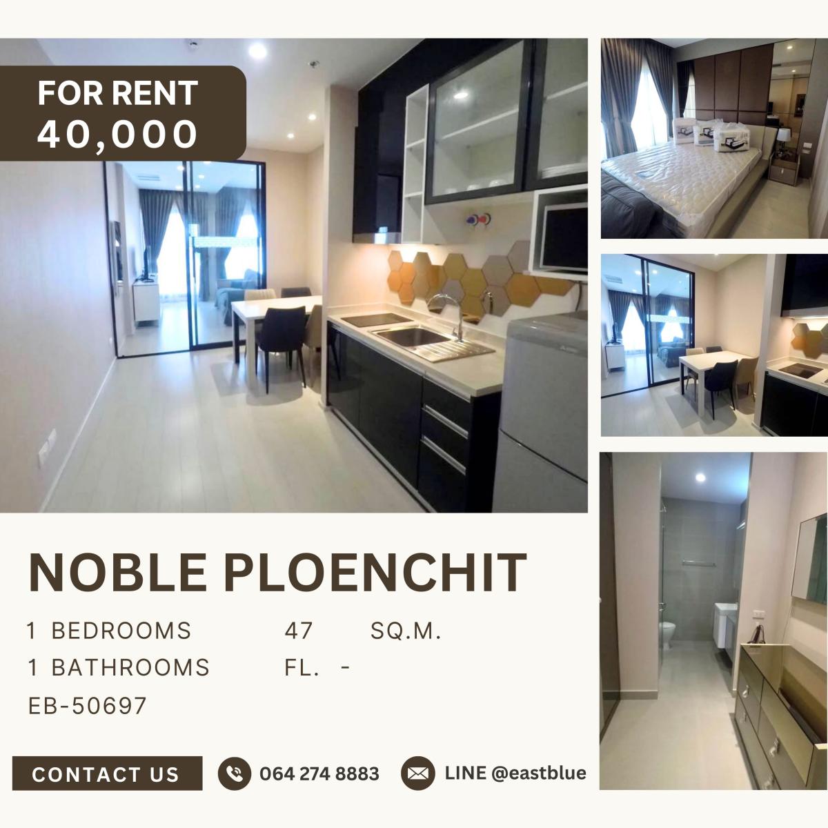 For RentCondoWitthayu, Chidlom, Langsuan, Ploenchit : Noble Ploenchit, 1 bed, 40000 per month