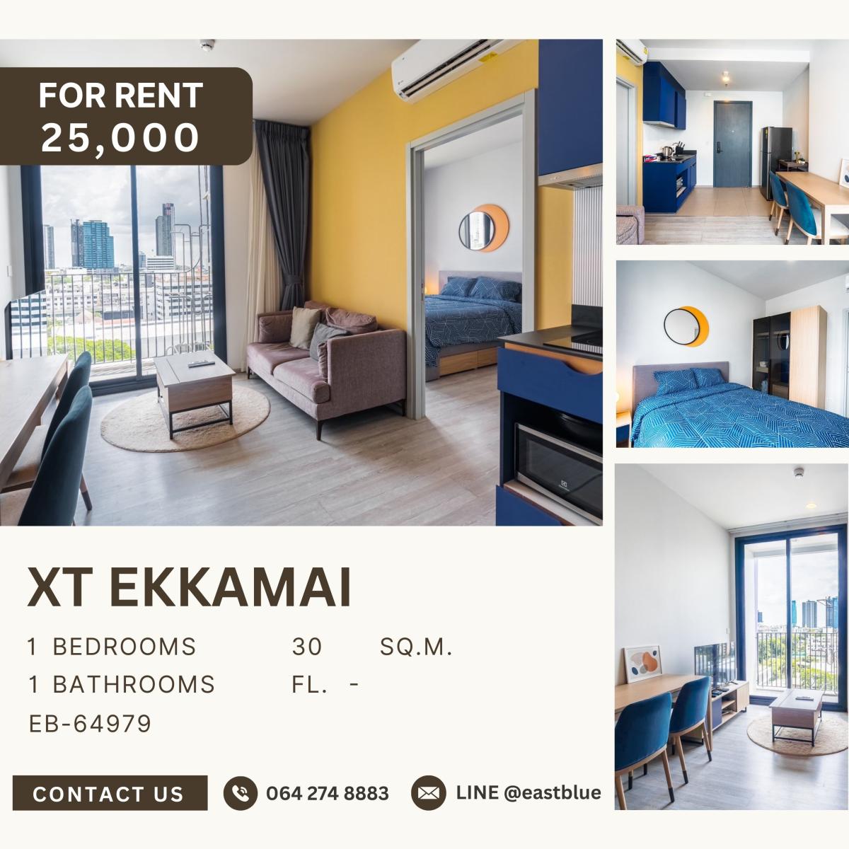 For RentCondoSukhumvit, Asoke, Thonglor : XT Ekkamai, 1 bed, 25000 per month