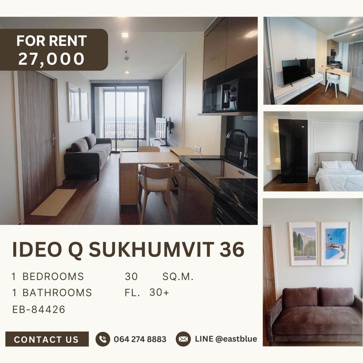 For RentCondoSukhumvit, Asoke, Thonglor : IDEO Q Sukhumvit 36, 1 bed, 27000 per month
