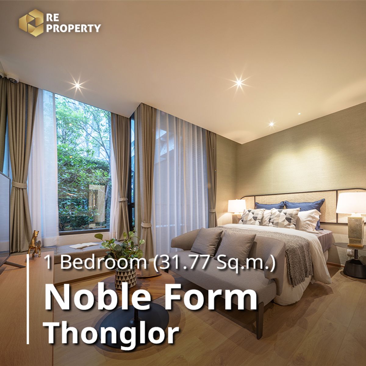 ขายคอนโดสุขุมวิท อโศก ทองหล่อ : 1 ห้องนอน Simplex 31.77 ตารางเมตรที่ Noble Form Thonglor