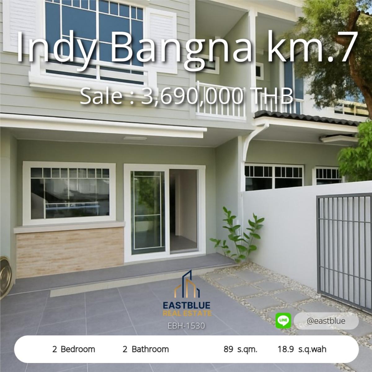 ทาวน์โฮมบางนา แบริ่ง ลาซาล : บ้านสวยพร้อมอยู่ Indy Bangna km.7 เช่า-ขาย ราคาโดนใจ 
Beautiful 2-Bed Home at Indy Bangna km.7 for Rent & Sale, Great Price!