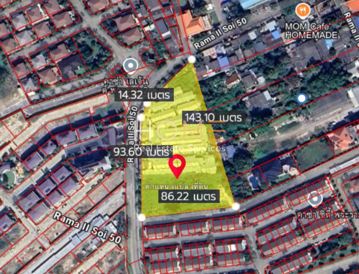 ขายที่ดินพระราม 2 บางขุนเทียน : ที่ดิน 4 ไร่ 3 งาน 93.5 ตารางวา พระราม 2 ซอย 50 / (ขาย), Land 4 rai 3 ngan 93.5 sq.wa. Rama 2 Soi 50 / (SALE) PUP505
