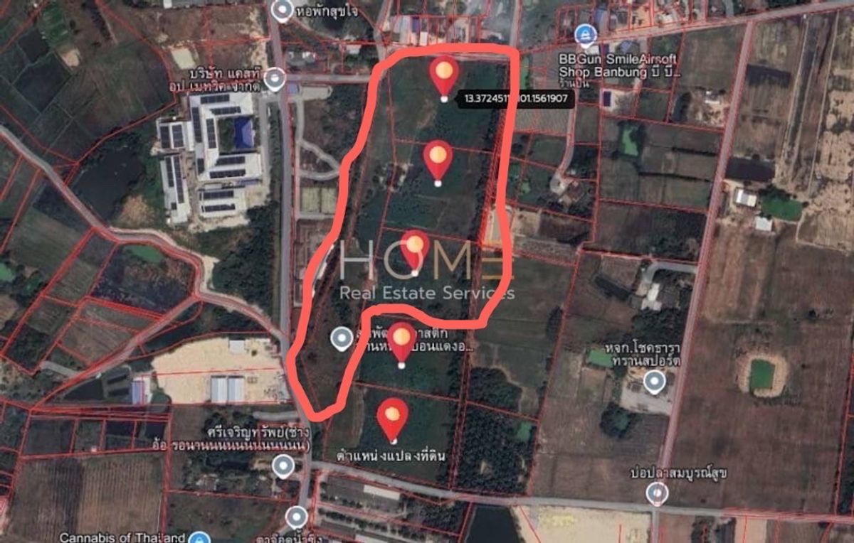 ขายที่ดินศรีราชา แหลมฉบัง บ้านบึง : ขายที่ดิน 36 ไร่ 3 งาน 65 ตรว. บ้านบึง ชลบุรี