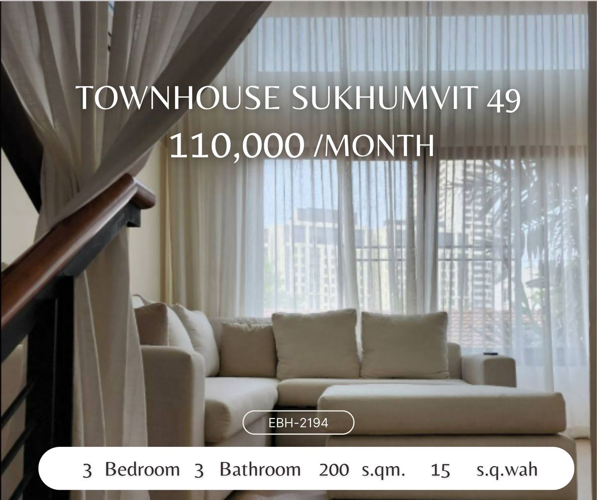 For RentTownhomeSukhumvit, Asoke, Thonglor : 4 -story townhome rental in the heart of Sukhumvit 49 near BTS Thonglor