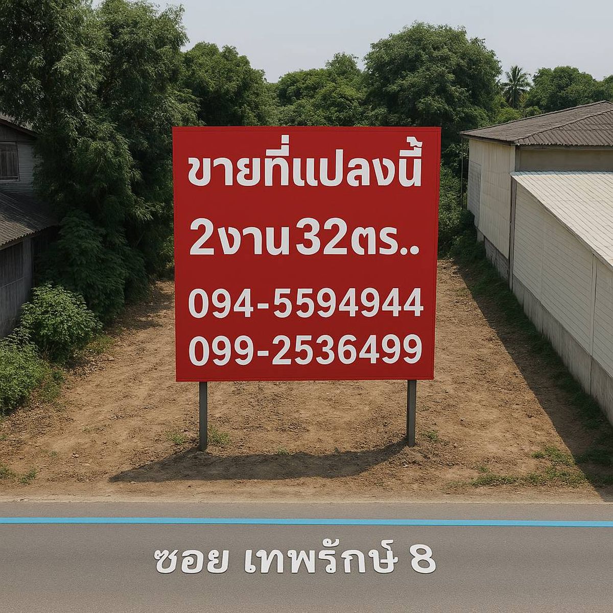 For SaleLandSamut Prakan,Samrong : Urgent sale, empty land, Golden location, Theppara 8