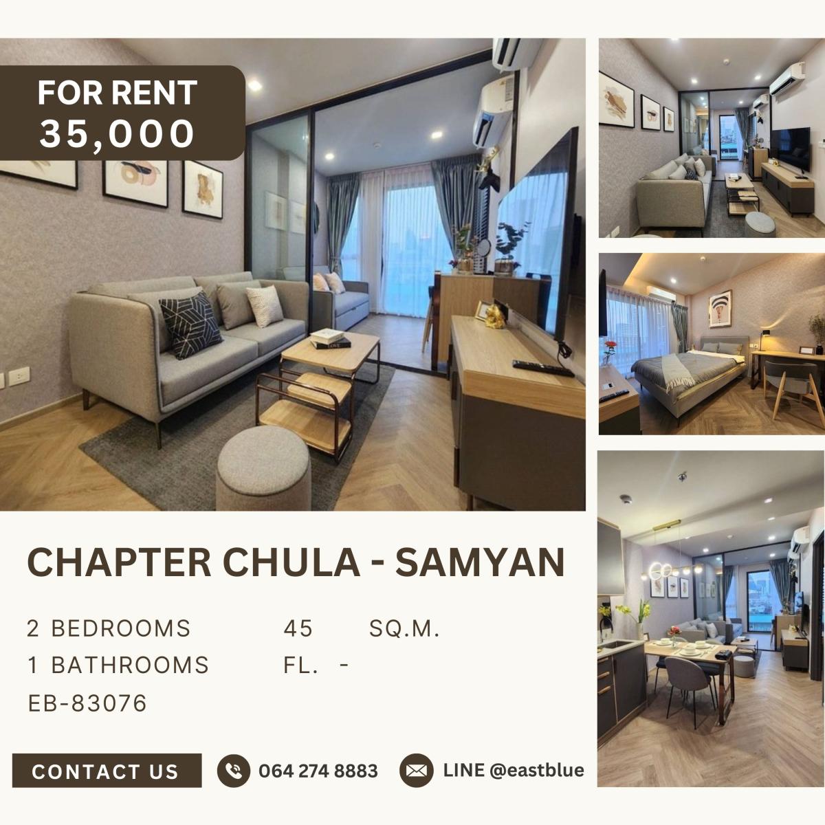 For RentCondoSiam Paragon ,Chulalongkorn,Samyan : Chapter Chula - Samyan, 2 bed, 35000 per month