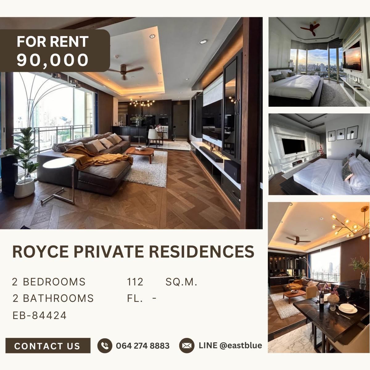 For RentCondoSukhumvit, Asoke, Thonglor : Royce Private Residences, 2 bed, 90000 per month
