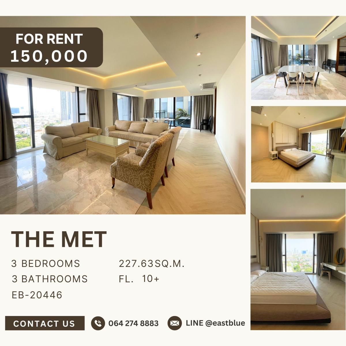ให้เช่าคอนโดสาทร นราธิวาส : The Met, 3 bed, 150000 per month