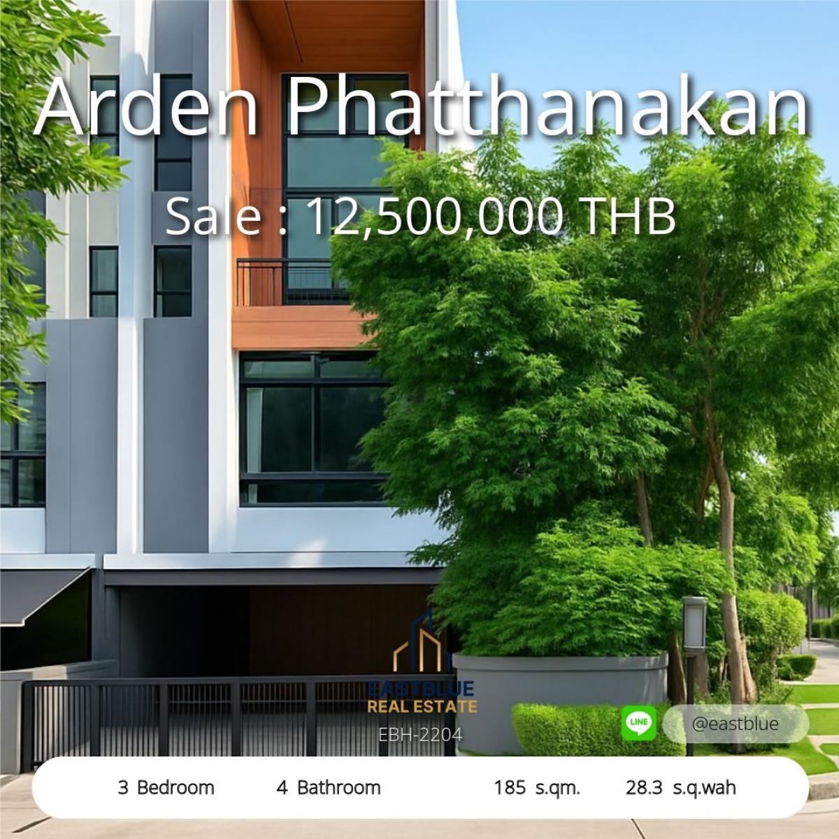 For SaleTownhomePattanakan, Srinakarin : Luxurious townhome for sale, Arden, Phatthanakan 20 - behind the angle of 3.5 layers near the expressway and electric train.