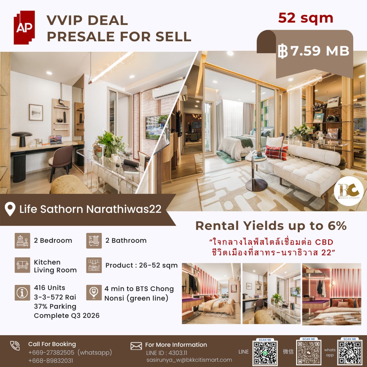 For SaleCondoSathorn, Narathiwat : Launched! 2 bedrooms Life Sathorn -Narathiwat 22 ✨ VVIP ROUND