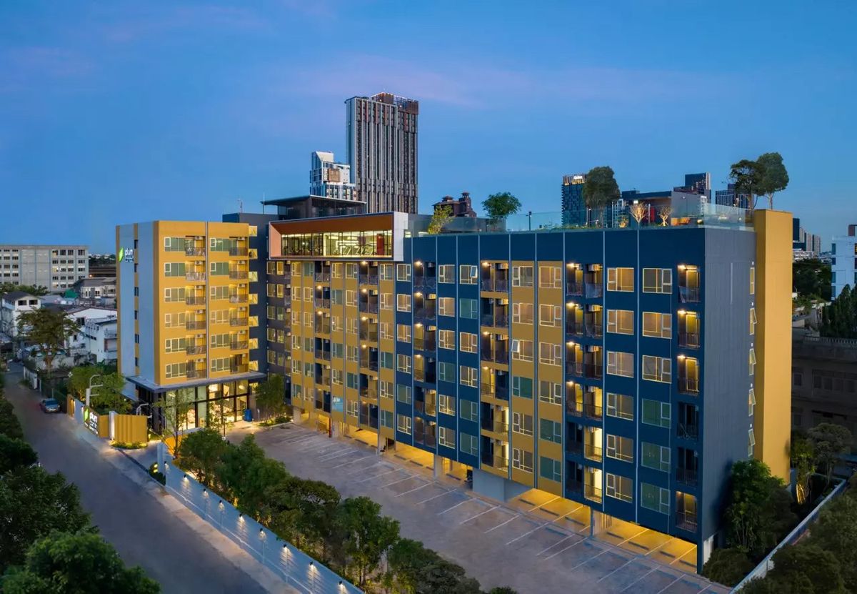 For SaleCondoOnnut, Udomsuk : 👉Plum Condo Sukhumvit 62, new condo▫️Near BTS Bang Chak, only 550 meters and▫️2 minutes* to the expressway entrance