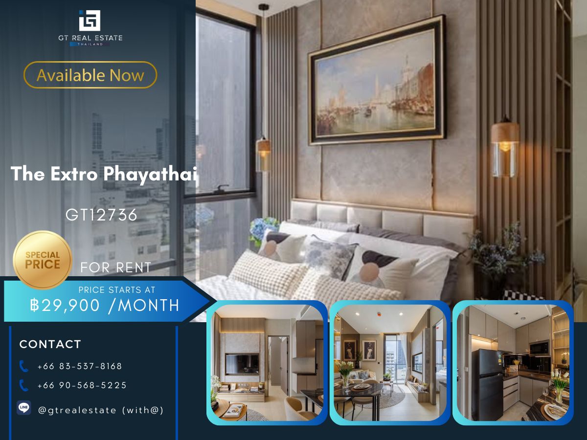 For RentCondoRatchathewi,Phayathai : The Extro Phayathai Condo, beautiful room, complete furniture Ready to rent
