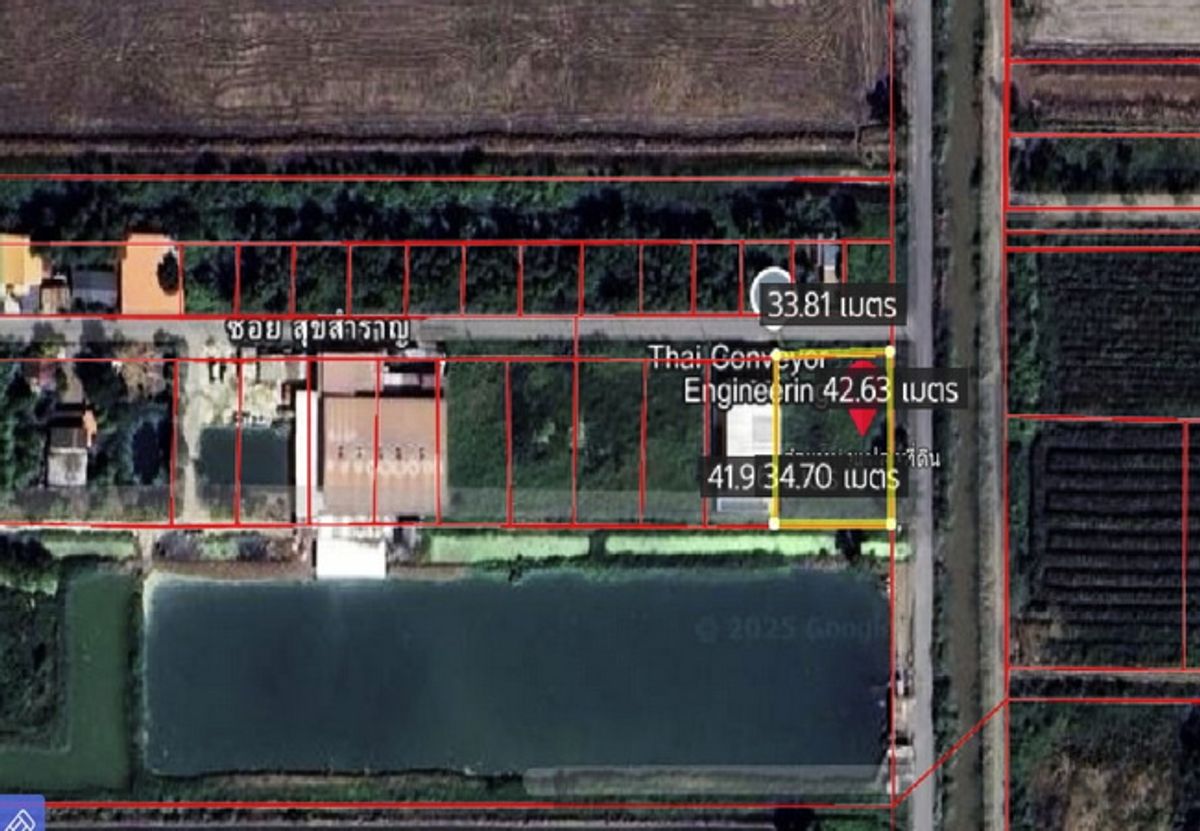 For SaleLandPathum Thani,Rangsit, Thammasat : Land for sale in Soi Suk Samran, Khlong Ha, Eastern, Khlong Luang, Pathum Thani, area 347 sq.w., the cheapest corner plot in the alley