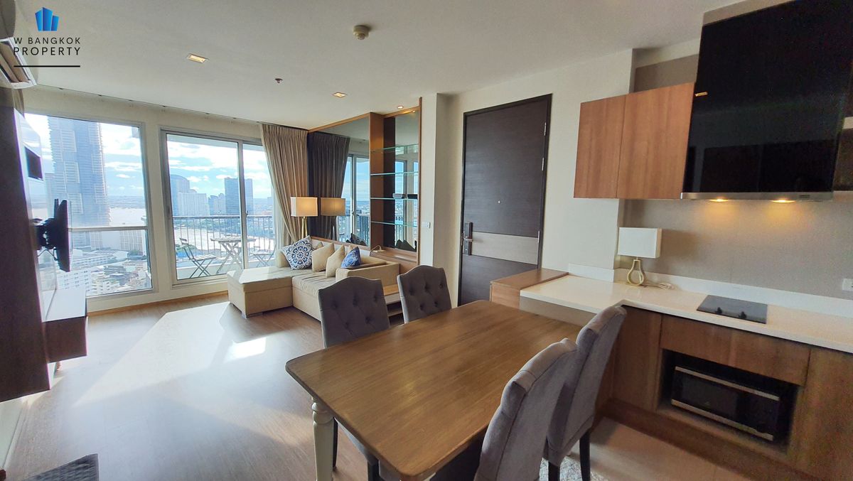 For RentCondoSathorn, Narathiwat : Luxury condo for rent on Sathorn Road, RHYTHM, Sathorn 2-Bed 2-Bath, beautifully decorated with high floor, very beautiful river view.